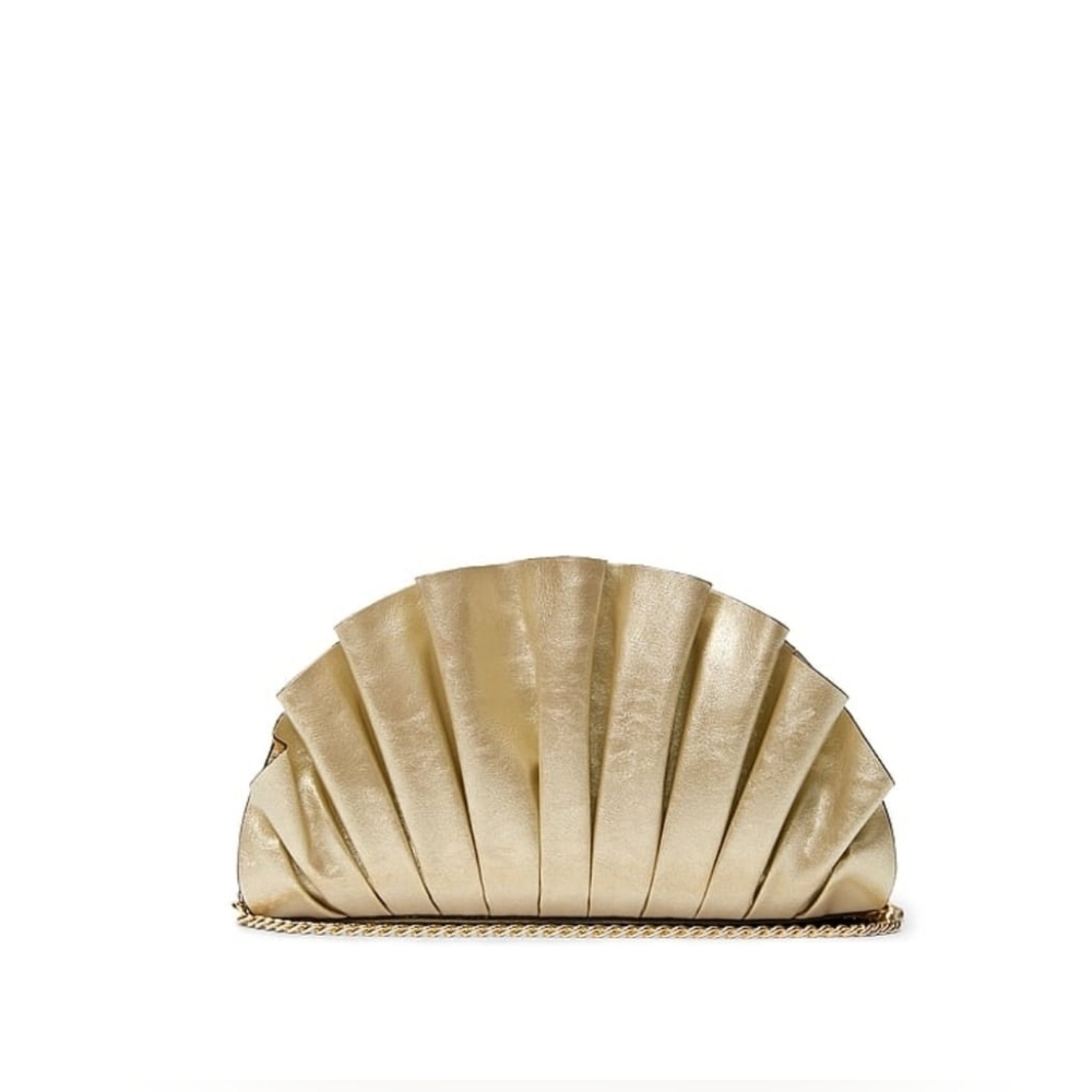 Victoria's Secret Metallic Gold Shell-Style Clutch with Chain